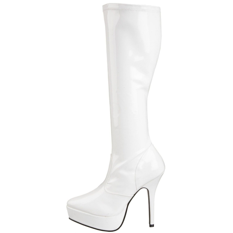 Chaussures Sexy les Bottes blanches vernies à talon plateforme sont
