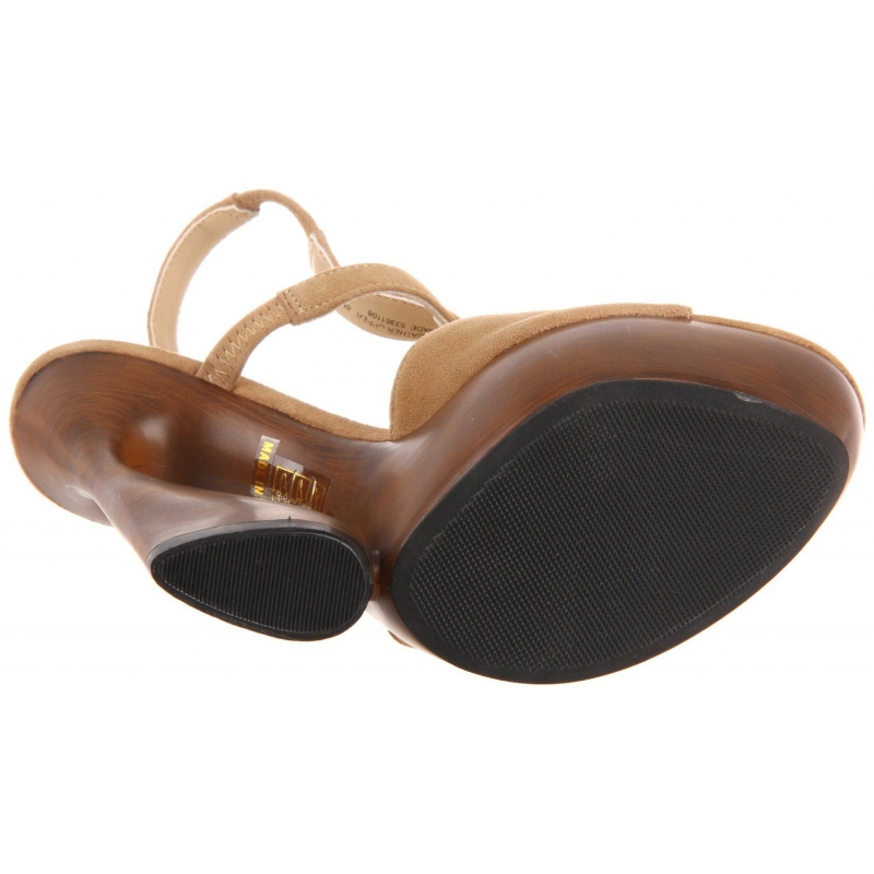Sandales de Luxe en Cuir Taupe Talon CompensÃ© SWAN-657