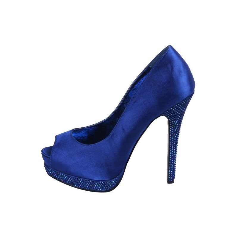 Chaussures escarpins Peep Toe coloris bleu roi talon haut bella-12R