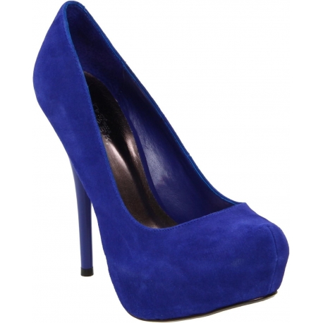 Chaussures en cuir escarpin bleu roi talon plateforme gorgeous-20