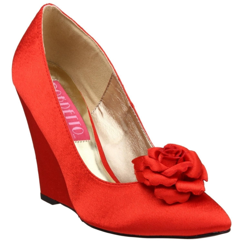 escarpin compensé rouge