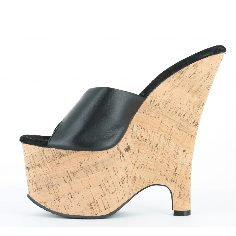 mules compensées talon haut