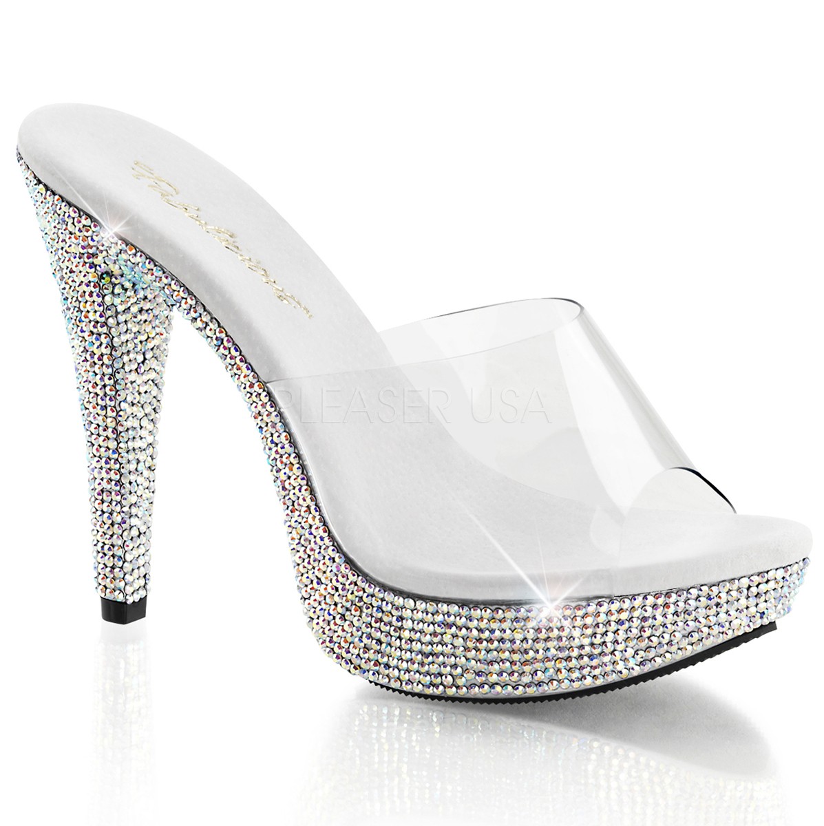 Chaussures transparentes mules habillées à strass talon haut - Pointure : 36 - Fabulicious - Modalova