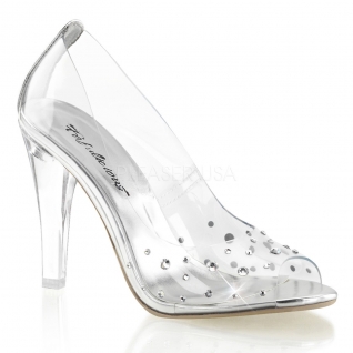 Escarpin Peep Toe transparent à strass