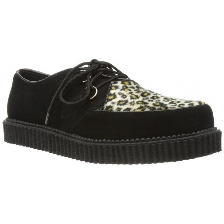 goth noires creepers Chaussures lacet et léopard à 84WT6wq