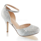 Escarpin d'Orsay strass argents petit talon