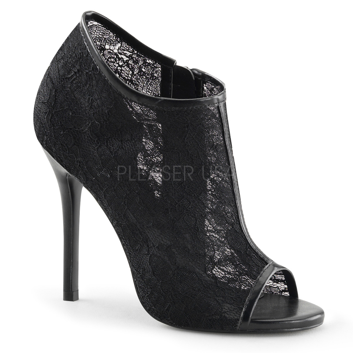 Escarpins en dentelle noire talon fin - Pointure : 42 - Fabulicious - Modalova