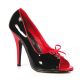 Escarpin peep toe noir et rouge talon aiguille SEDUCE-216