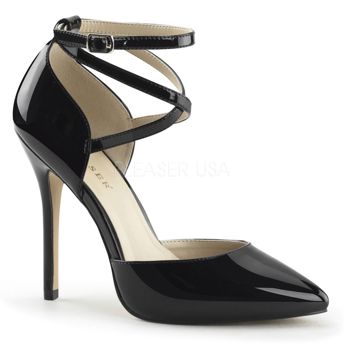 Escarpins d'Orsay noirs vernis talon haut - Pointure : 35 - Pleaser - Modalova