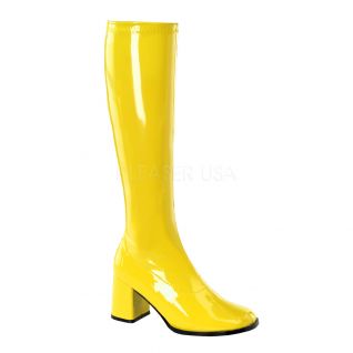 Bottes jaunes vernies style rétro gogo-300