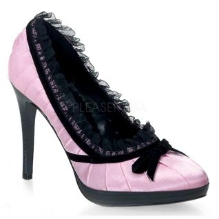 Escarpins Rétro en Satin Rose et Dentelle BLISS-38
