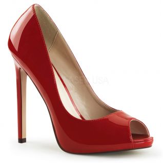 Escarpins Peep Toe coloris rouge vernis talon fin sexy-42