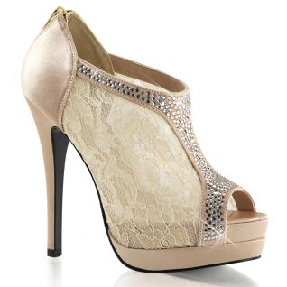 Chaussures en dentelle escarpins Peep Toe coloris champagne bella-26