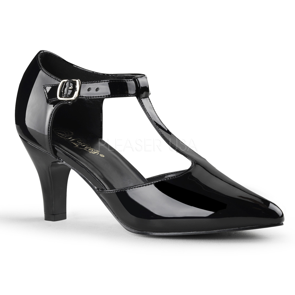 Escarpins d'Orsay vernis noir petit talon - Pointure : 40 - Pleaser - Modalova