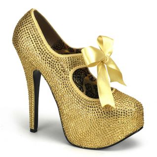 Chaussures de Spectacle escarpins dorés à paillettes talon haut teeze-04r