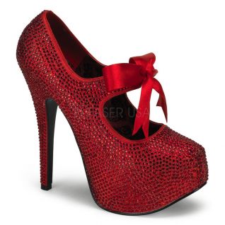 Chaussures à paillettes rouges escarpins habillés talon haut teeze-04r