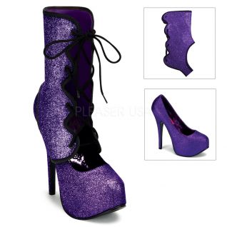 Chaussure escarpin modulable à paillettes violettes plateau teeze-31g