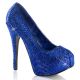 Escarpin bleu roi à strass talon haut plateforme teeze-06r