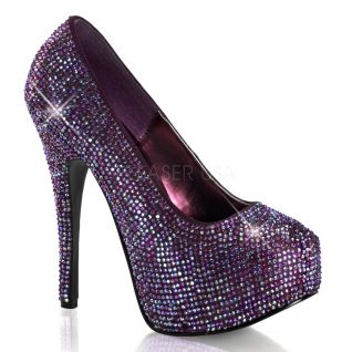 Escarpins strass violet talon haut plateforme teeze-06r