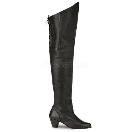 Cuissardes mixtes en cuir noir