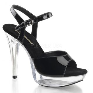 Chaussures femmes sexy sandales noires vernies talon haut cocktail-509