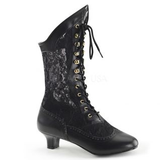 Bottines en dentelle noire style rétro