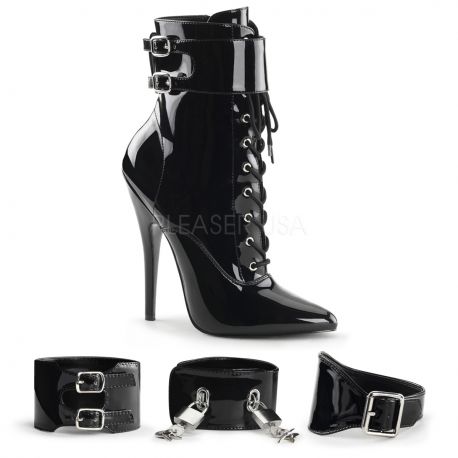 Chaussures sexy la bottine talon aiguille noire vernie