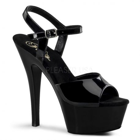 Sandales Sexy Noires Vernies Talon Plateforme KISS-209