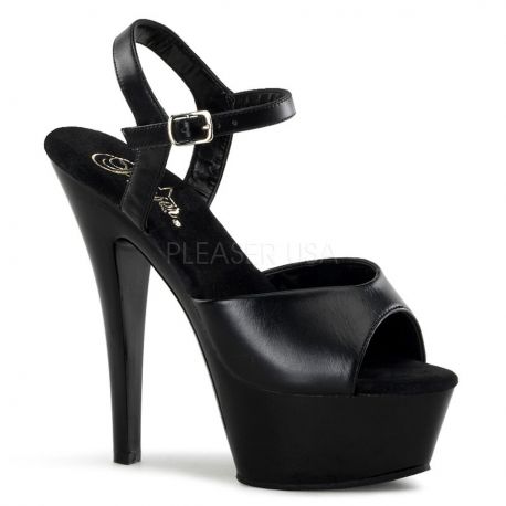 Sandales Sexy Noires en Cuir Talon Plateforme KISS-209