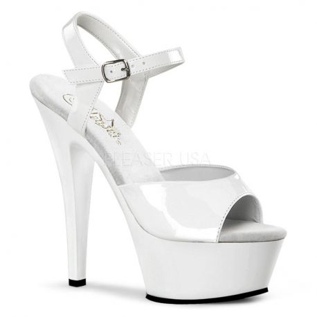 Sandales Sexy Blanches Vernies Talon Plateforme KISS-209