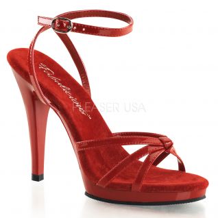 Chaussures sandales rouges fines brides talon entonnoir flair-436