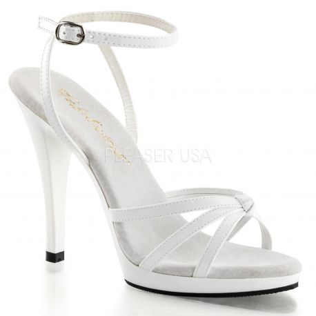 Chaussures blanches vernies sandales à brides croisées talon haut flair-436