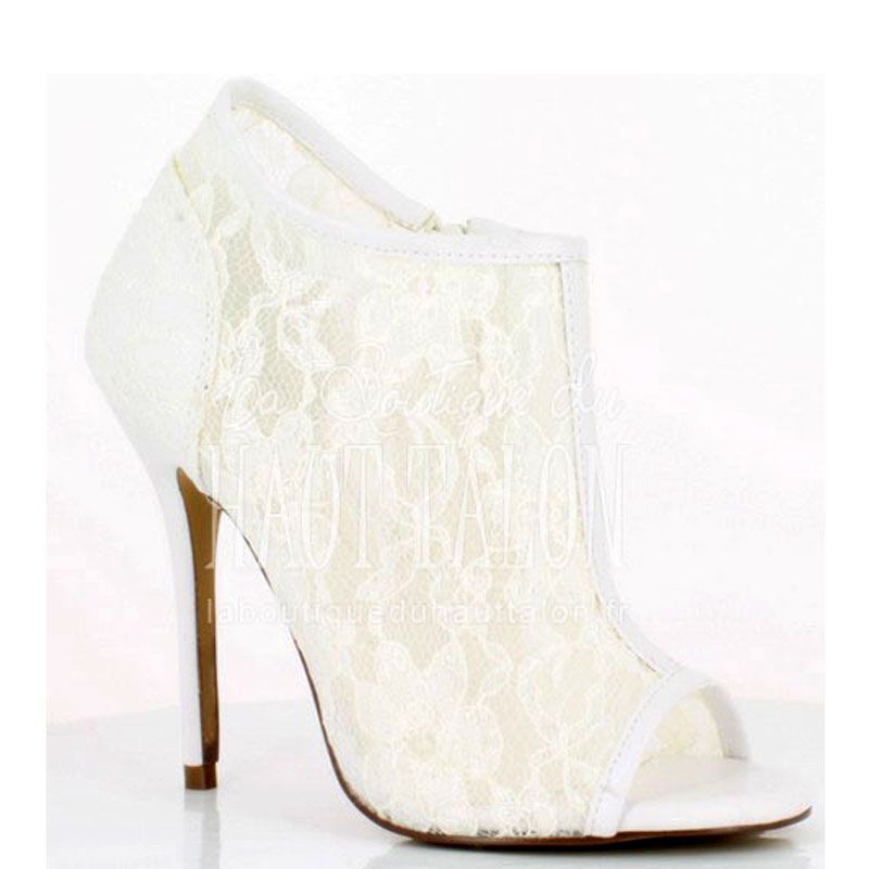Escarpins dentelle blanche chaussure mariage talon