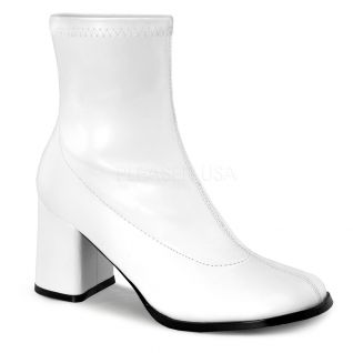 Bottines blanches talon rétro carré