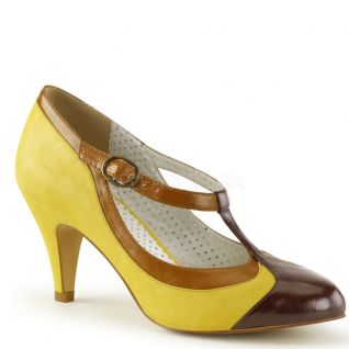 Escarpins salomés jaunes style rétro peach-03