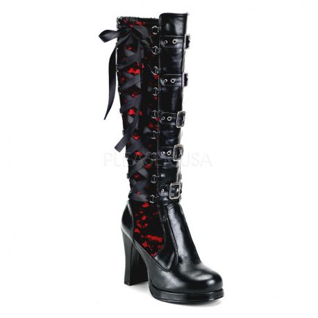 Bottes gothiques noires et rouges crypto-106