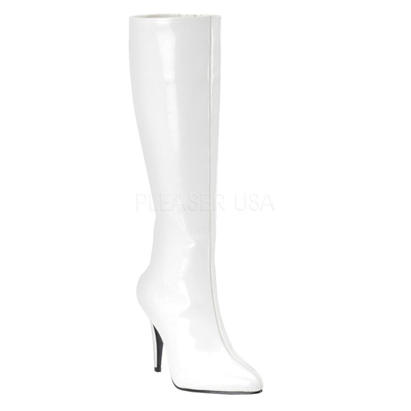 Bottes blanches vernies talon fin