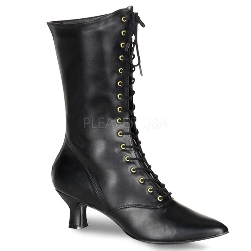Bottines vintages talon bobine Pin Up coloris noir