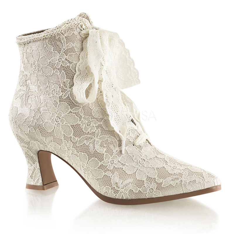 Bottillons en dentelle champagne - Pointure : 42 - Fabulicious - Modalova
