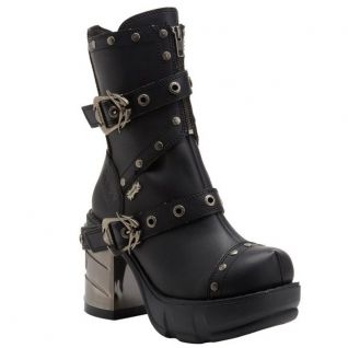 Bottines gothiques noires à sangles sinister-201