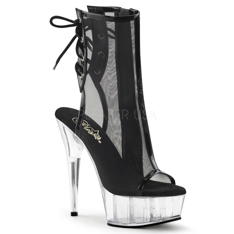 Bottines ouvertes en résille noire - Pointure : 37 - Pleaser - Modalova