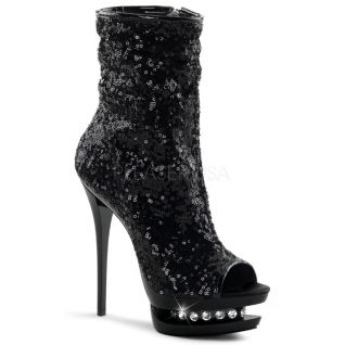 Bottines ouvertes paillettes noires