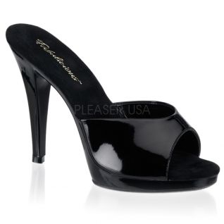 Chaussures mules sexy noires vernies talon haut flair-401-2