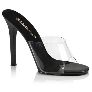 Mules transparentes et noires gala-01