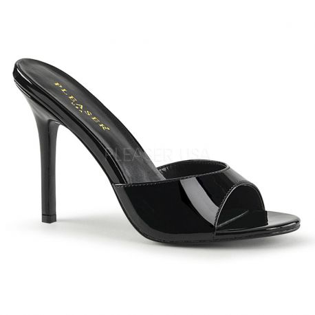 Mules noires vernies talon fin classique-01