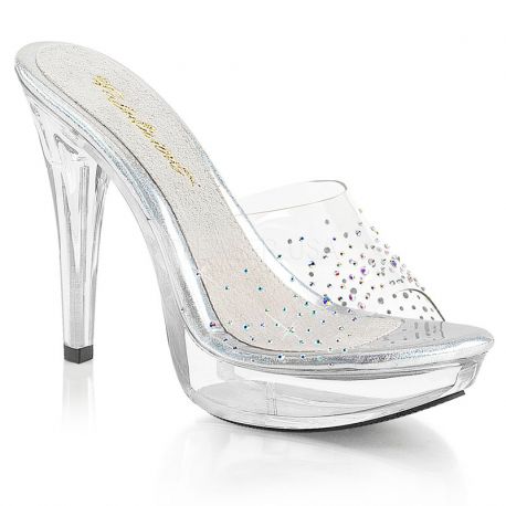 Mules transparentes à strass cocktail-501sd