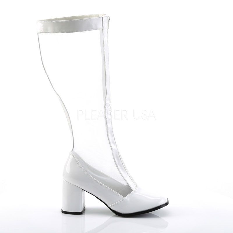 Botte r tro blanche talon large grande pointure