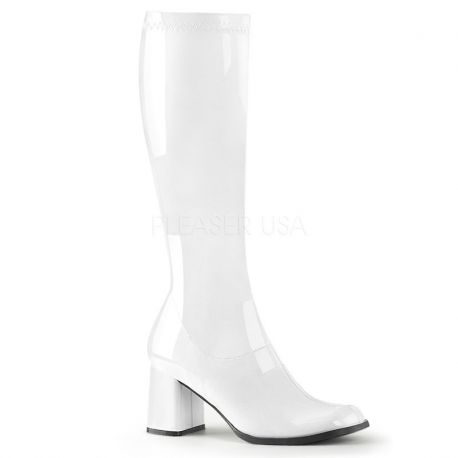 Bottine blanche talon carré outlet