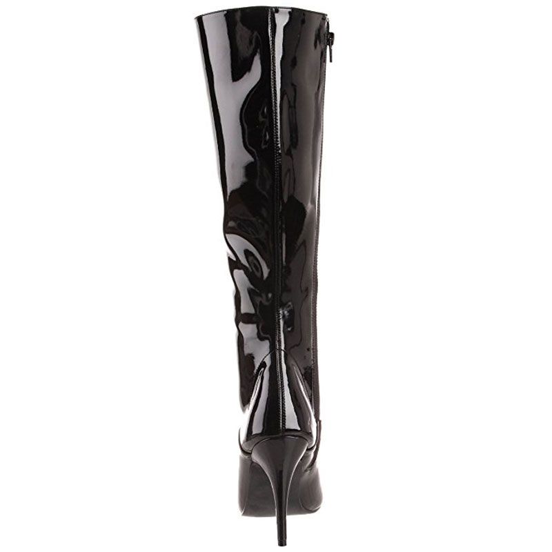 Botte vinyle noir vernis a lacet talon haut homme