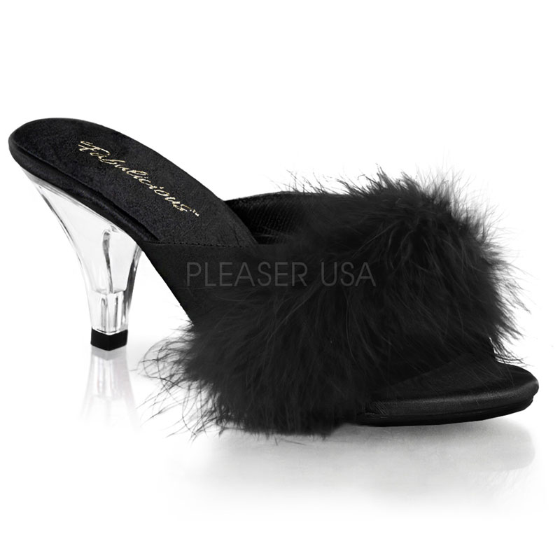 Mules d'intérieur satin noir - Pointure : 35 - Pleaser - Modalova